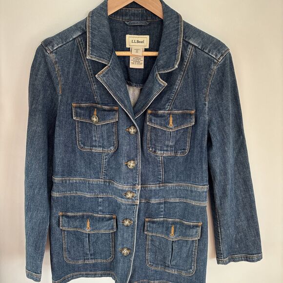 L.L. Bean Jackets & Blazers - Vtg LL Bean Denim Barn Jacket Womens M Stretch DTD3 Chore Coat Casual Country